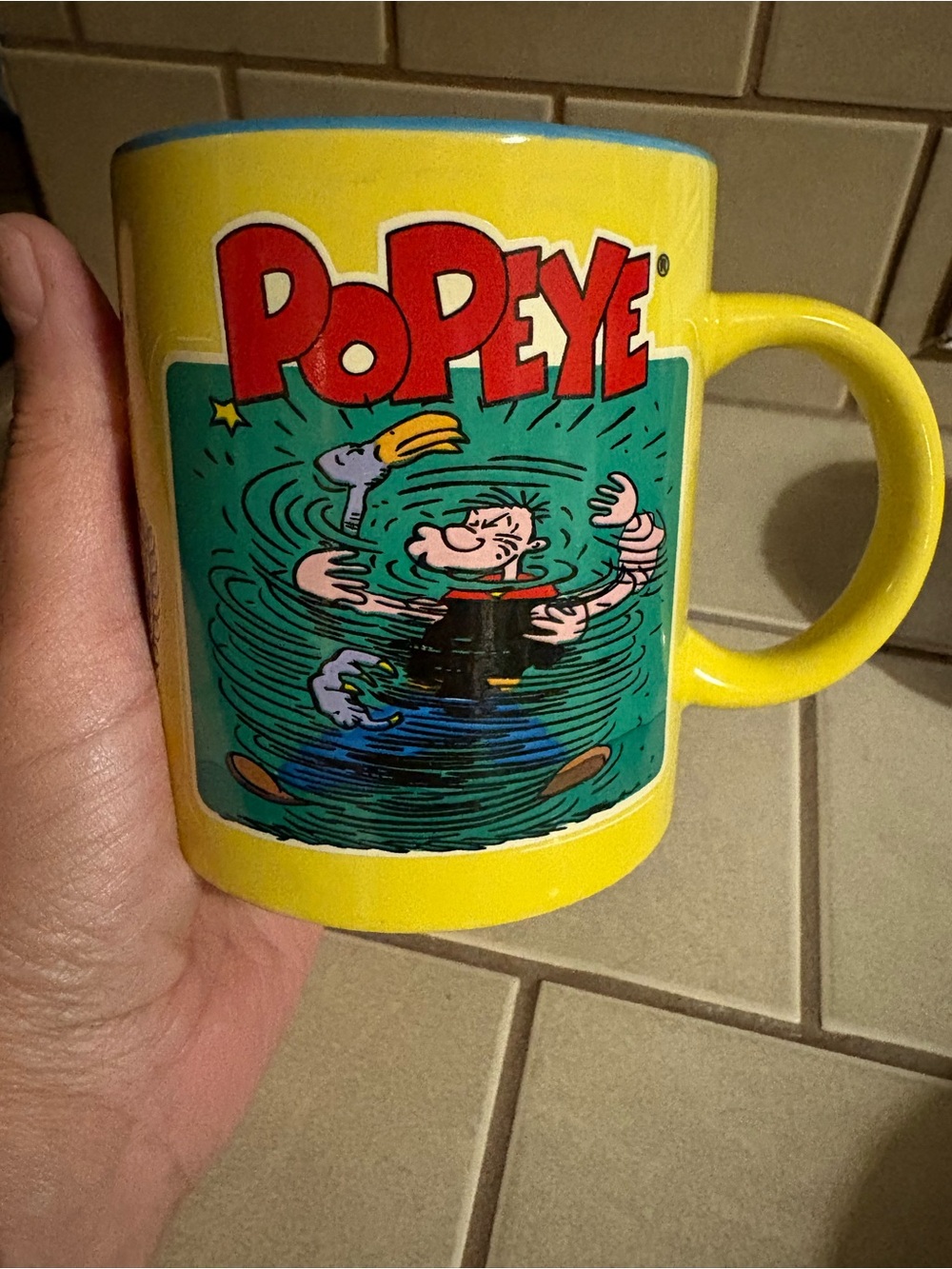 Vintage 1990s Popeye "Hall of Fun" Ceramic Coffee Mug